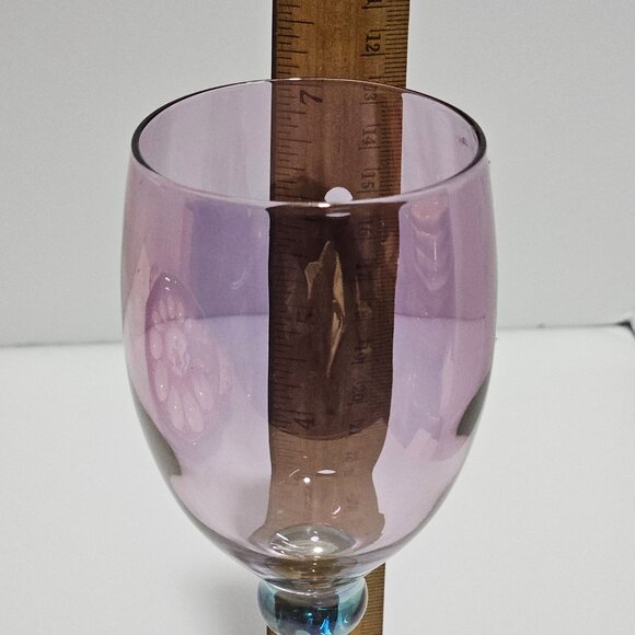 Vintage Amethyst & Amber Stemmed Wine Glass 7" by Mila Int. iridescent Italy - Picture 3 of 4